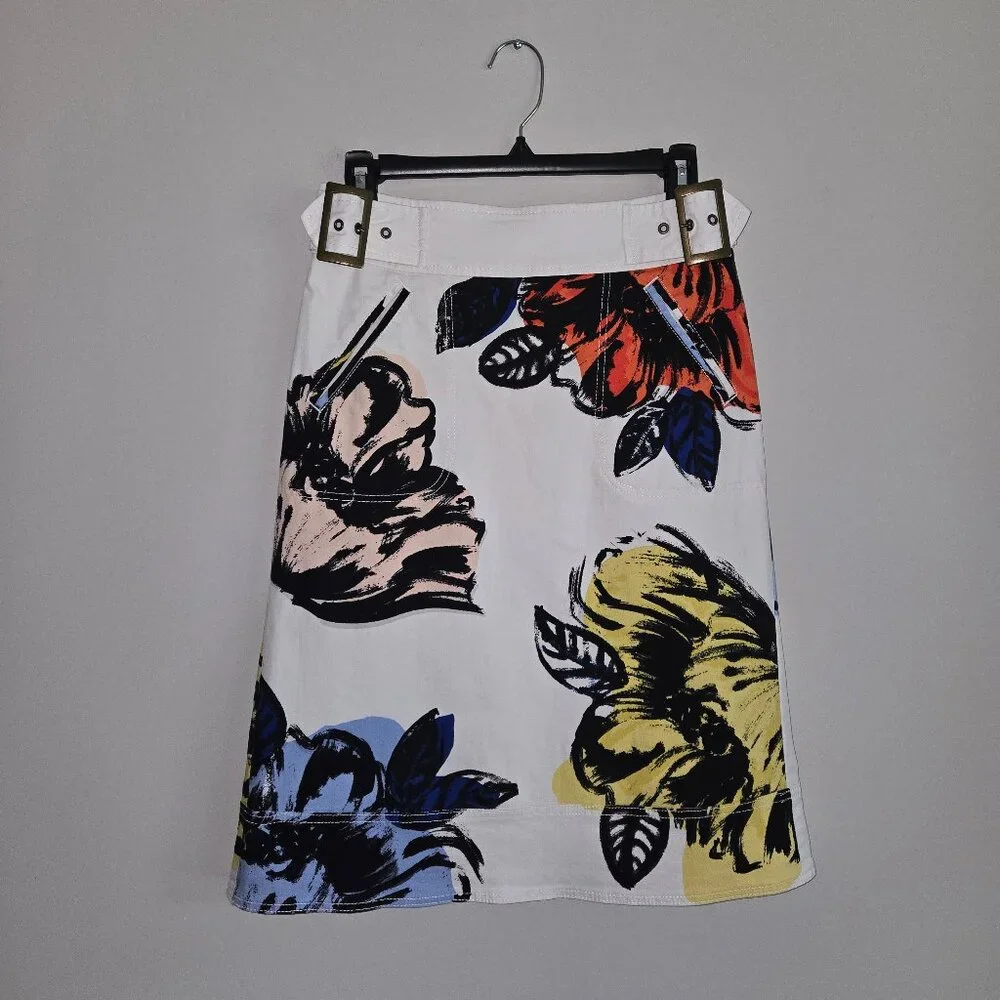 Anthropologie Maeve Cotton Denim Floral pencil skirt in a Misses size 0 - Picture 3 of 16